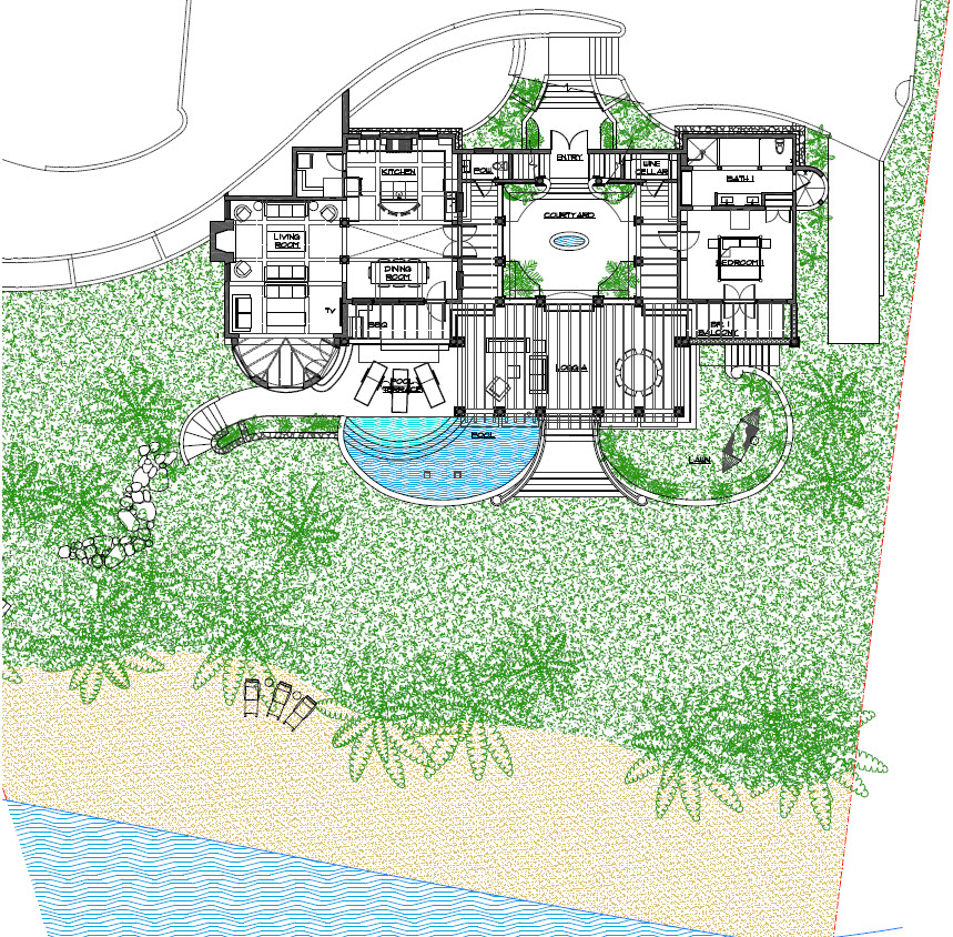 Villa La Playa Ground Level Floor Plan – Full View