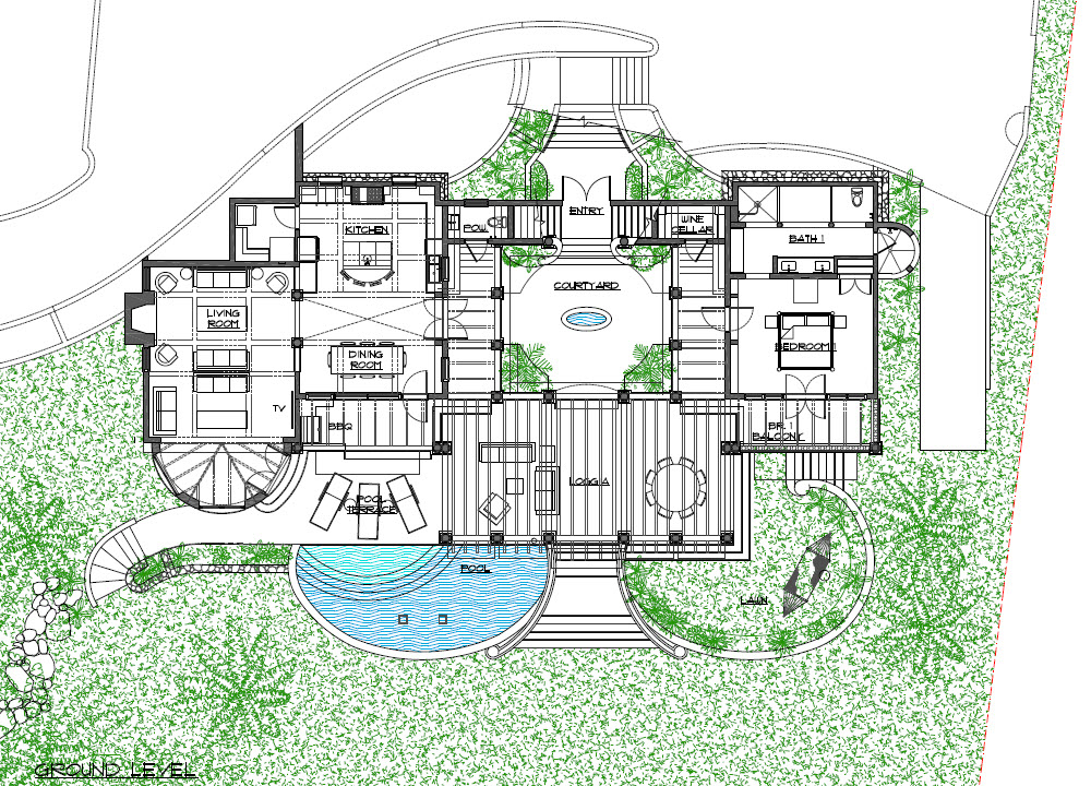 Villa La Playa Ground Level Floor Plan – Zoom View
