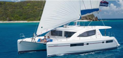 Sailing catamaran view on St. John