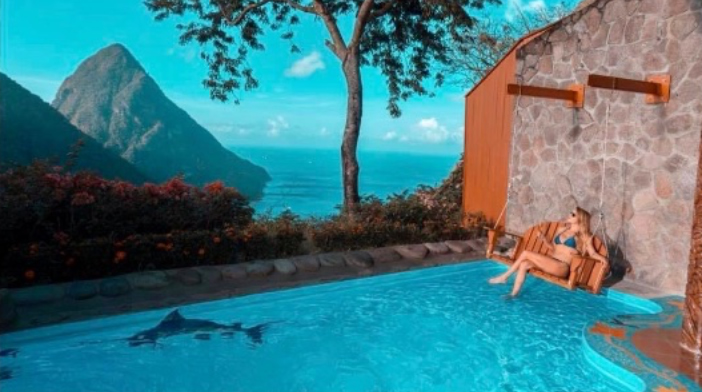 Ladera Resort Private Plunge Pool with Piton Views