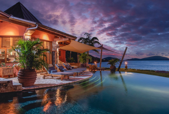 Baraka Point Virgin Gorda Infinity Pool with Shade Sails Luxury Resort
